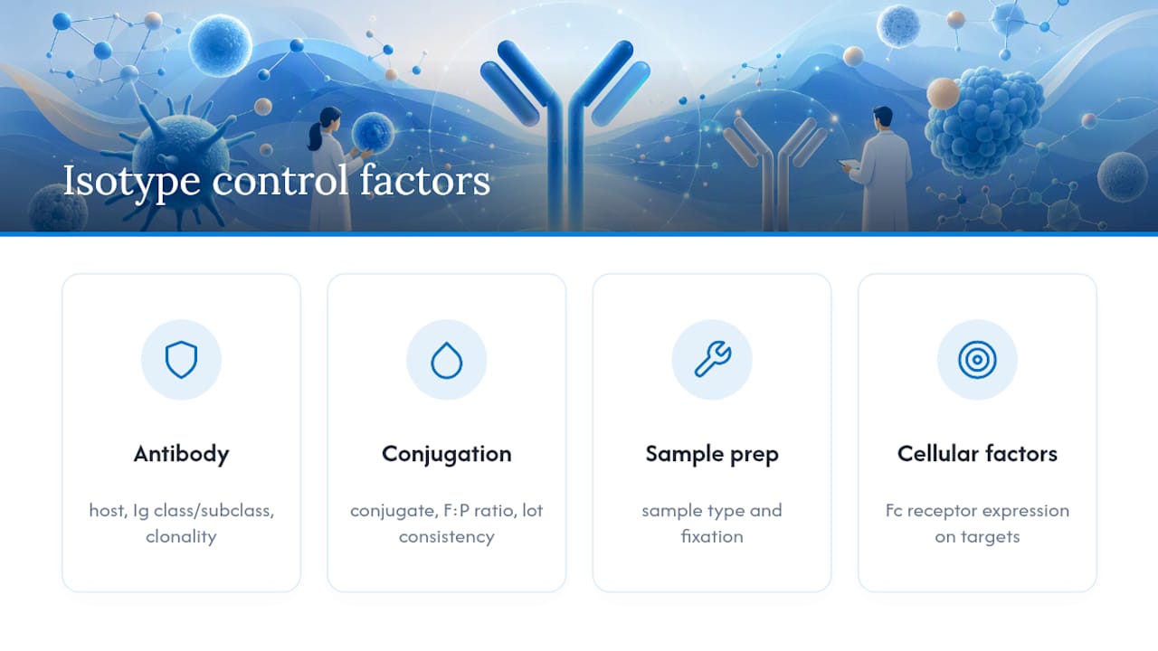 Diagram of factors influencing isotype control selection