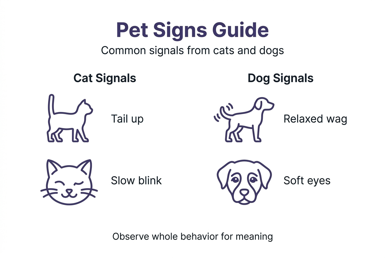 Infographic of cat and dog communication signals