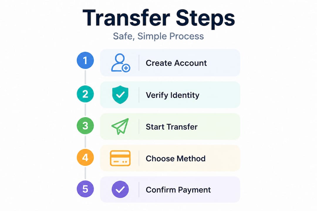Step-by-step infographic for sending money online
