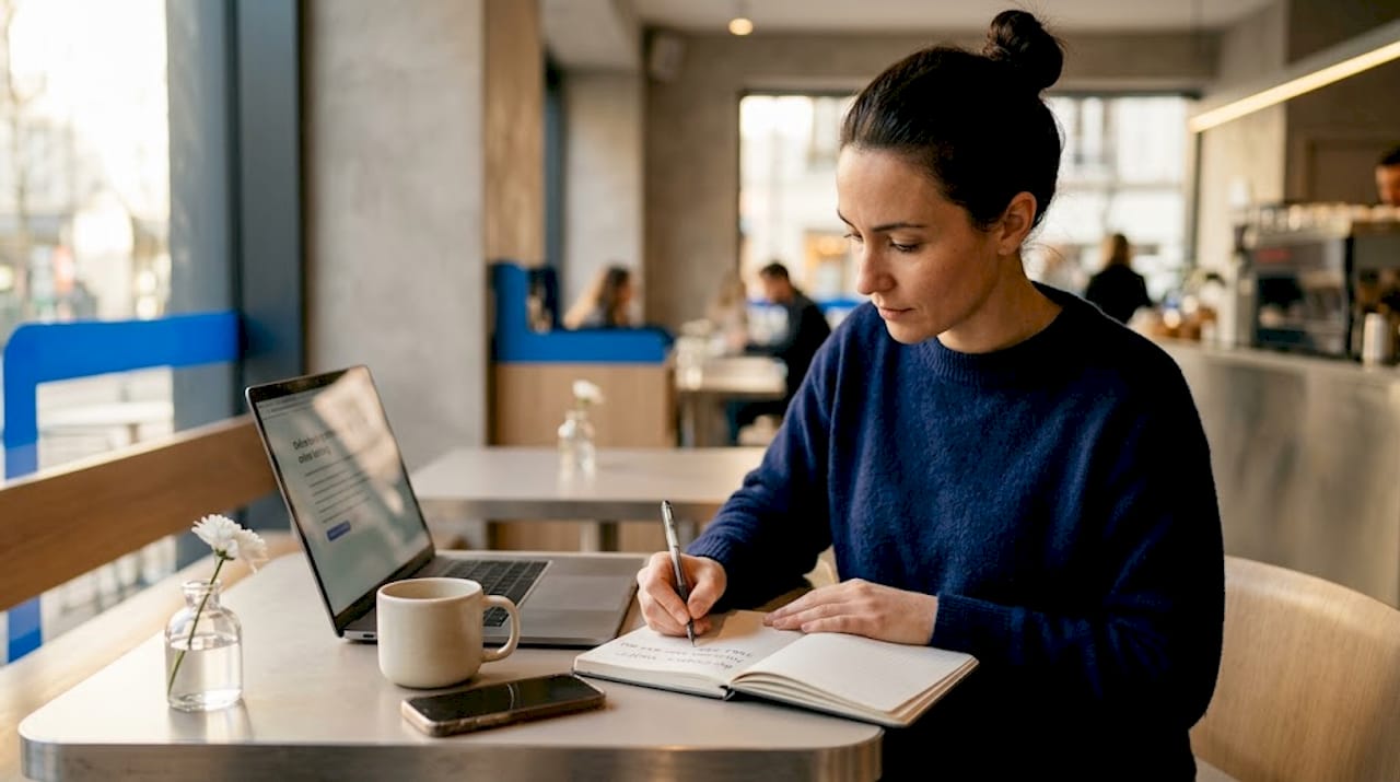 Une femme en train de saisir son code SWIFT pour effectuer une opération bancaire.