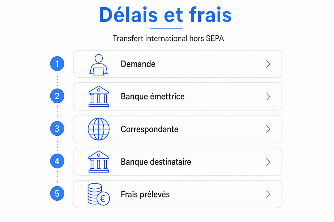 Découvrez en un clin d'œil les différentes étapes et les coûts associés à un transfert grâce à notre infographie claire et détaillée.