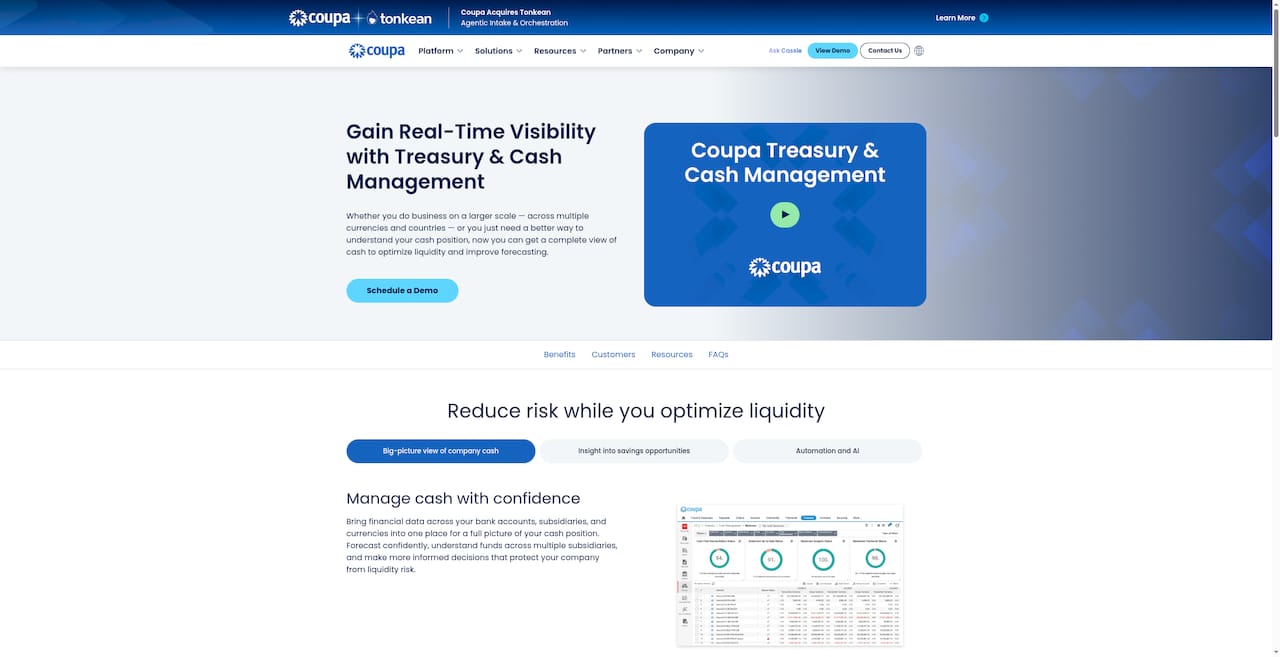 Coupa Treasury Management