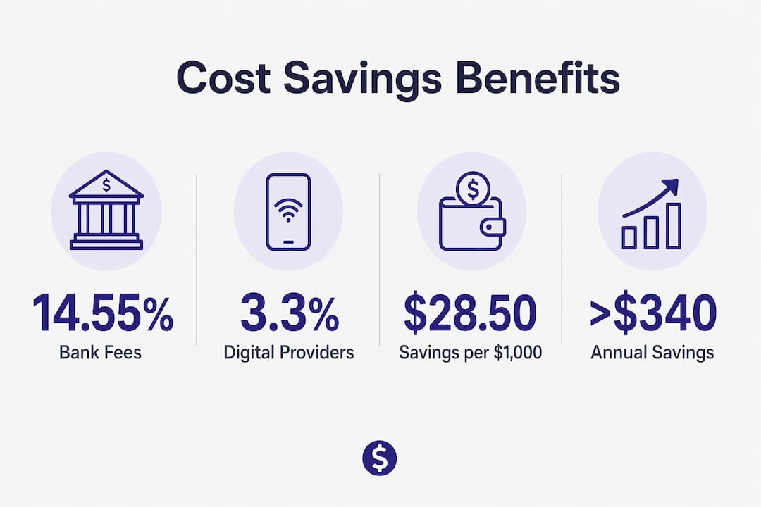 Infographic showing remittance cost savings statistics