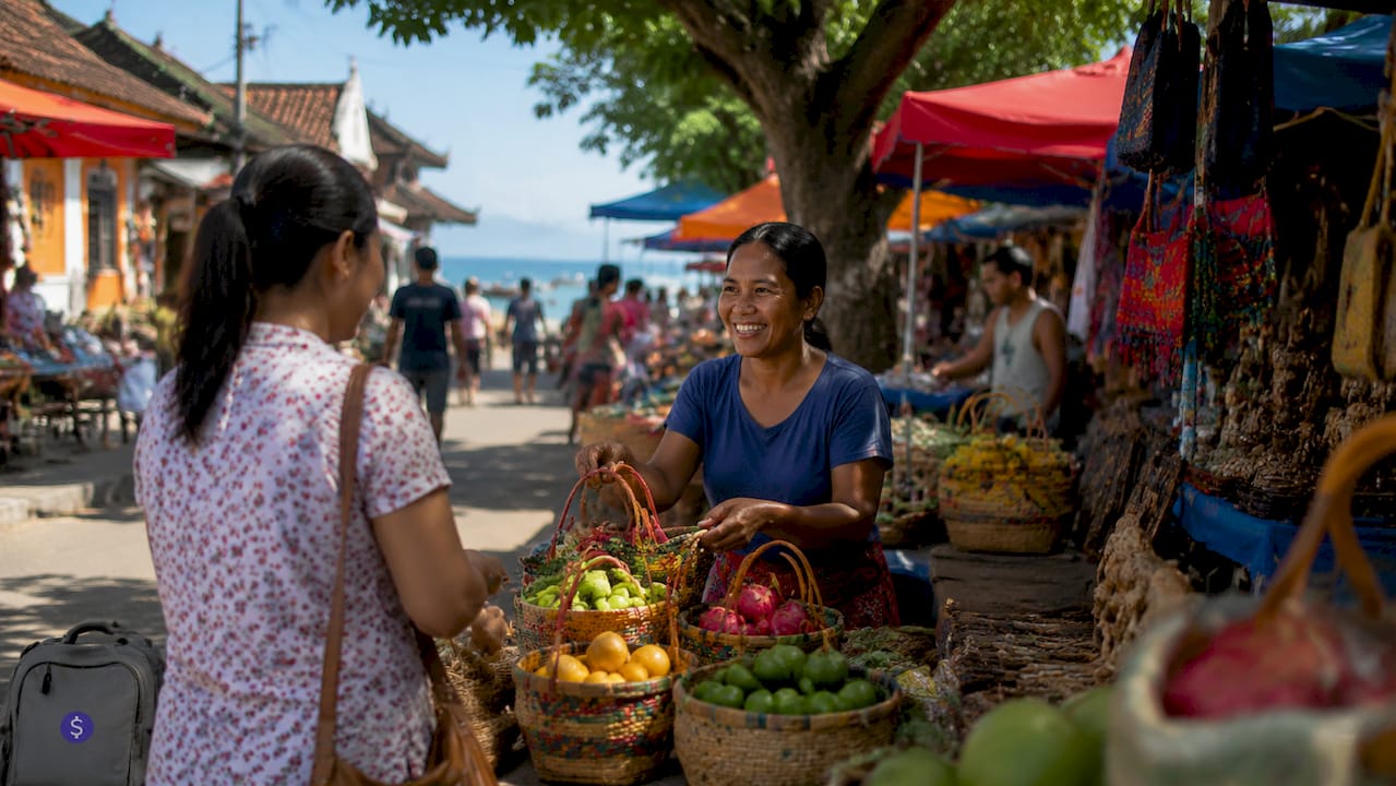 Local market scene depicting remittance economic support