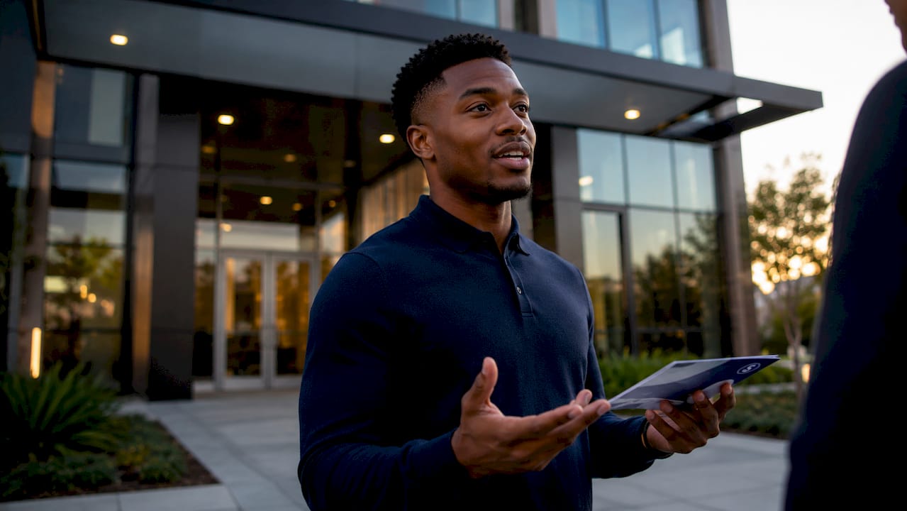 Man deciding on transfer speed and costs in bank