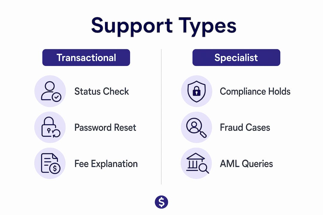 Infographic comparing remittance support types