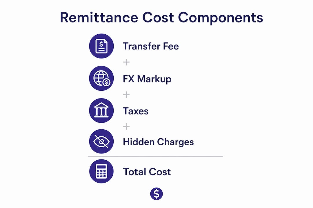 Infographic illustrating remittance cost components