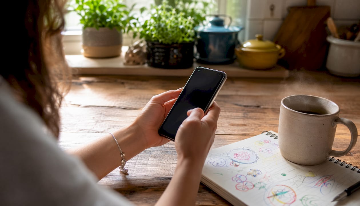 Hands viewing crypto blockchain transfer fees on phone