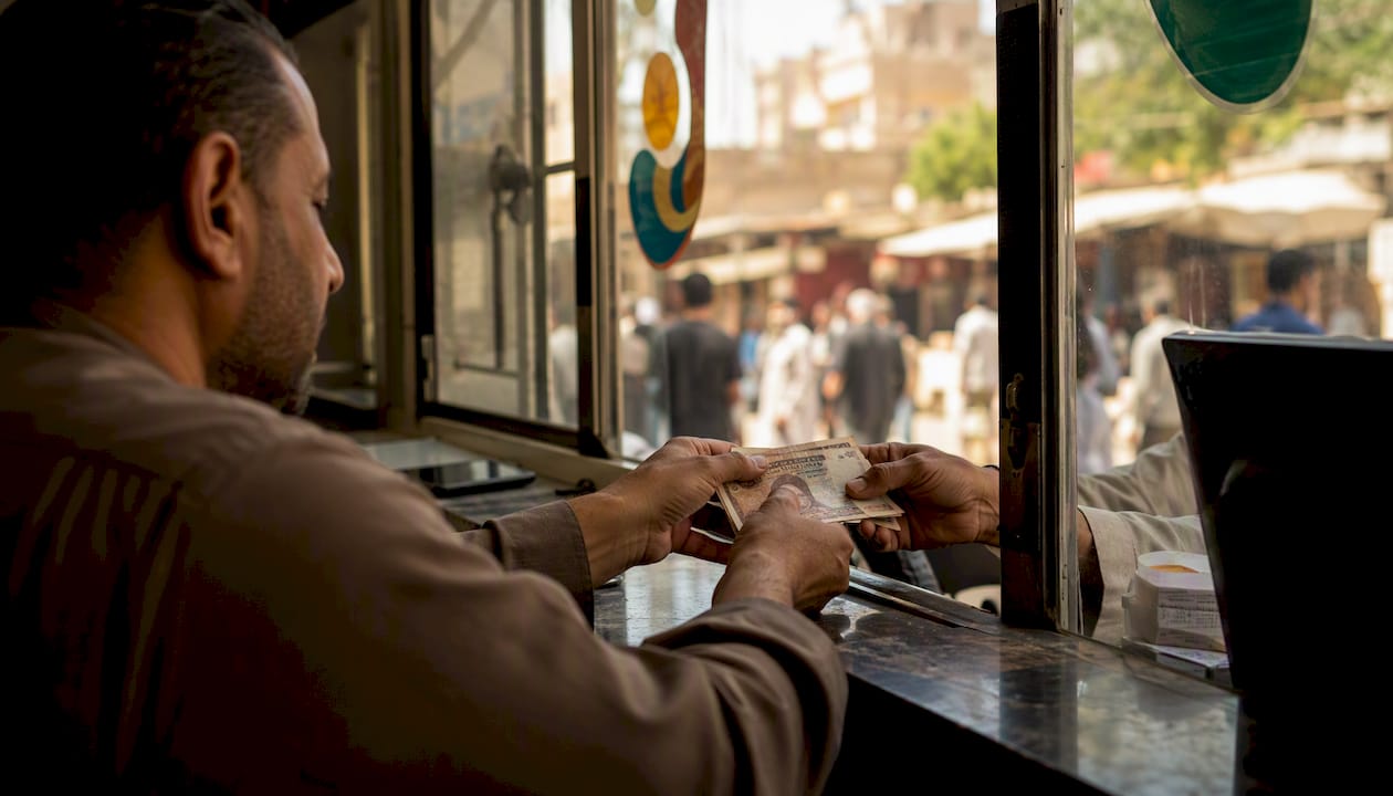 Cash pickup counter in Egypt street