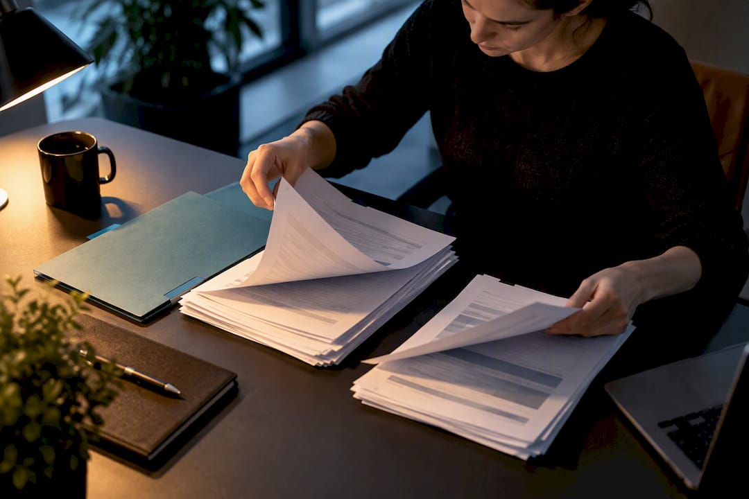 Documents organized for source of funds review