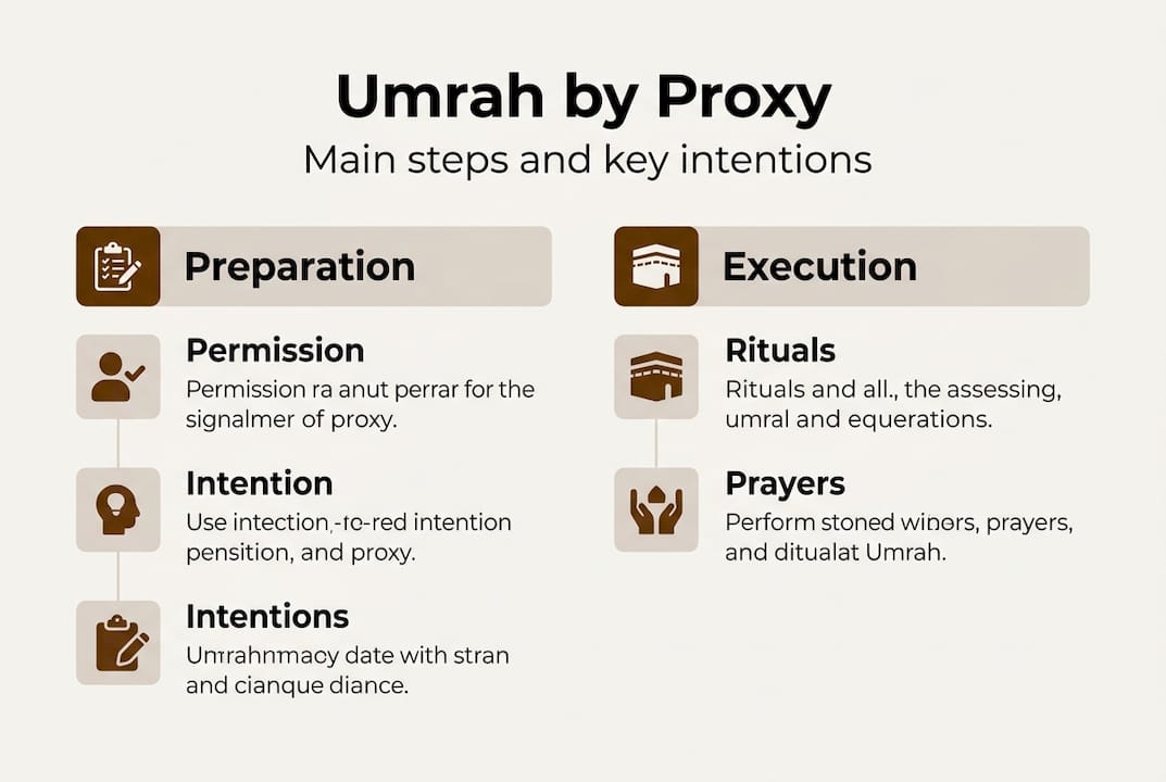 Infographic of Umrah by proxy main steps