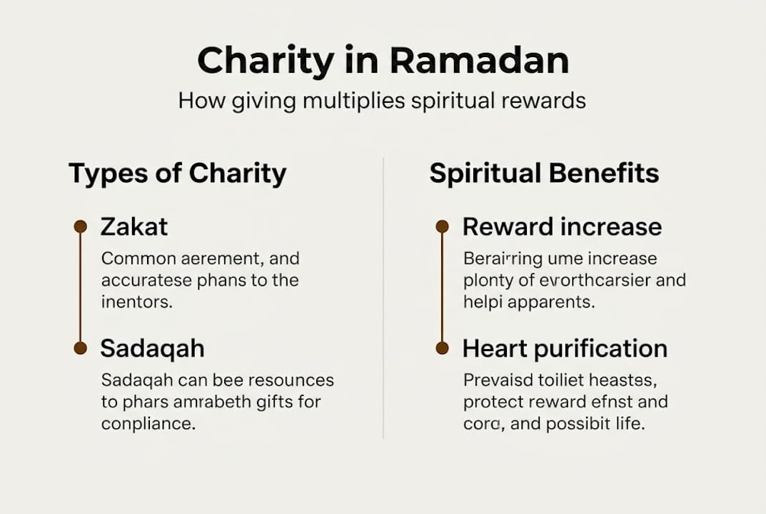 Infographic on Ramadan charity types and benefits
