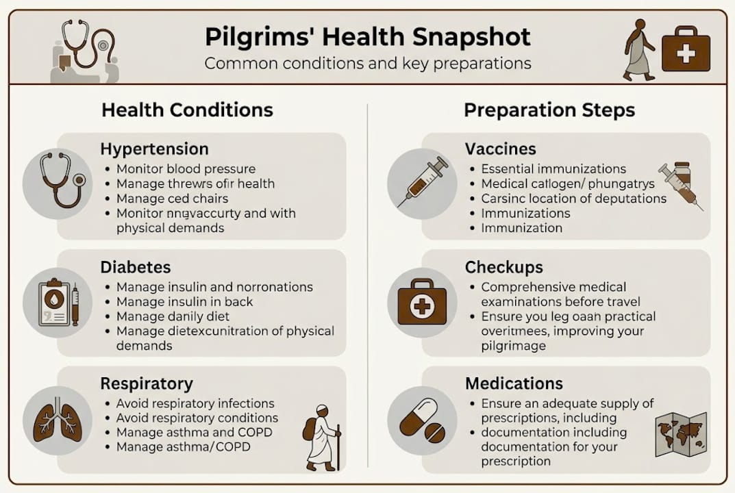 Infographic summarizing key health risks and preparation