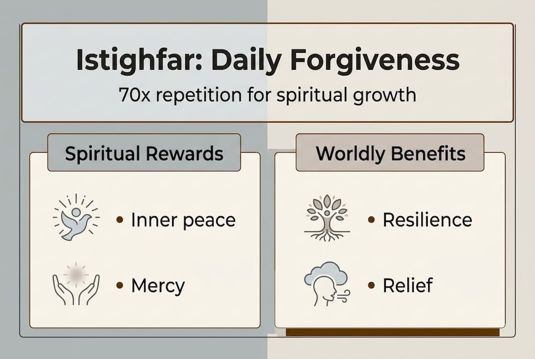 Infographic on istighfar rewards and benefits