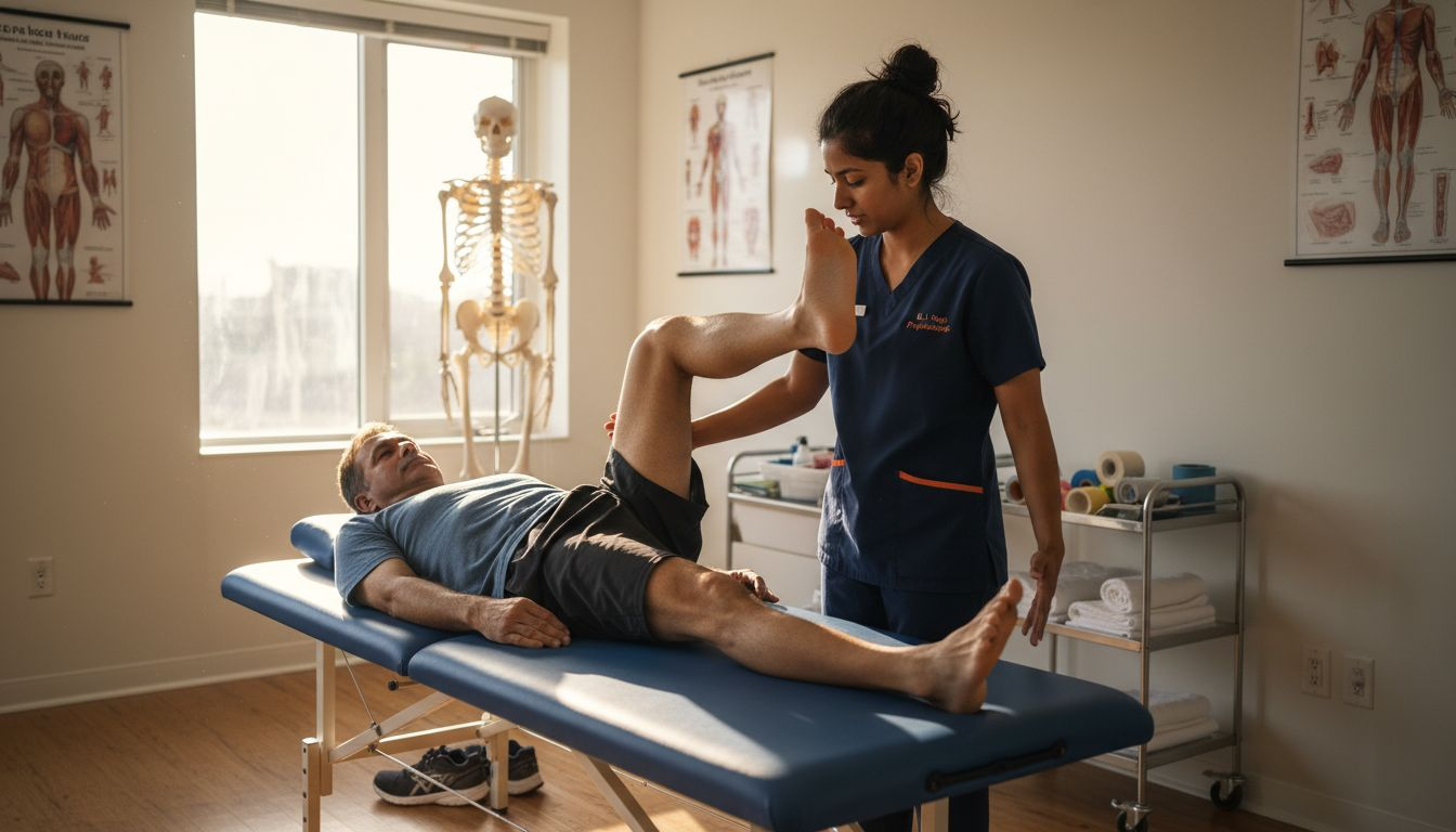 Physiotherapist assists patient during session