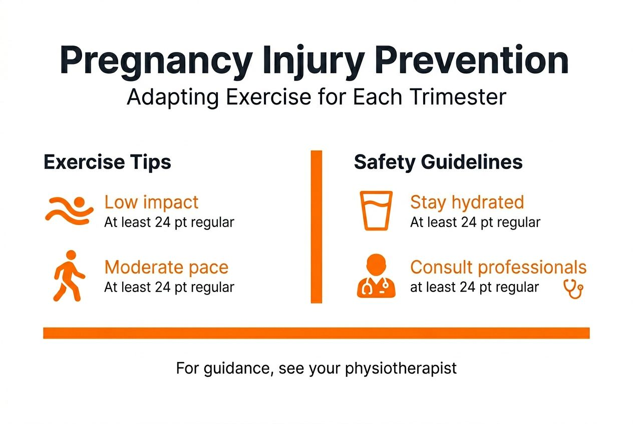 Infographic on pregnancy exercise safety and tips
