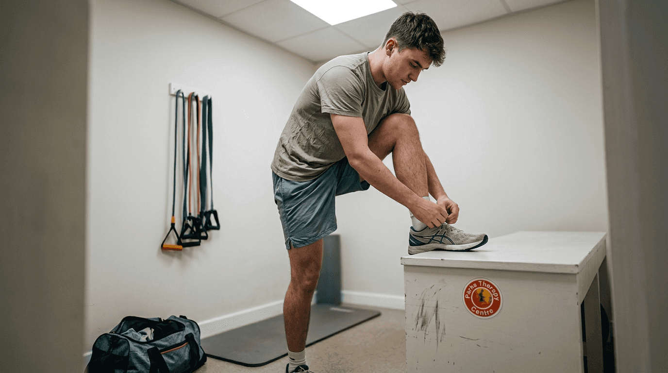 Man wearing comfortable clothing for physiotherapy