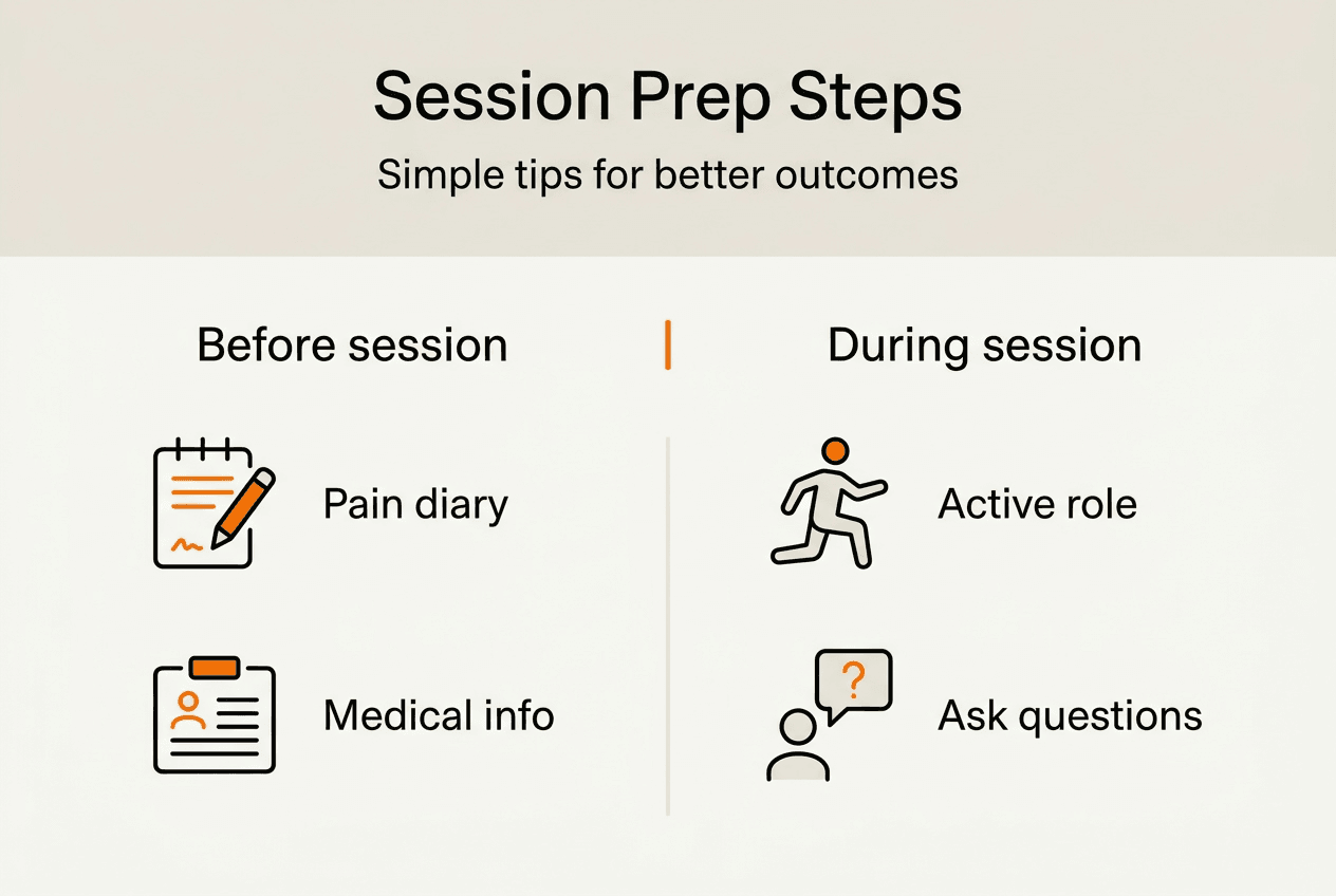 Infographic showing physiotherapy preparation steps