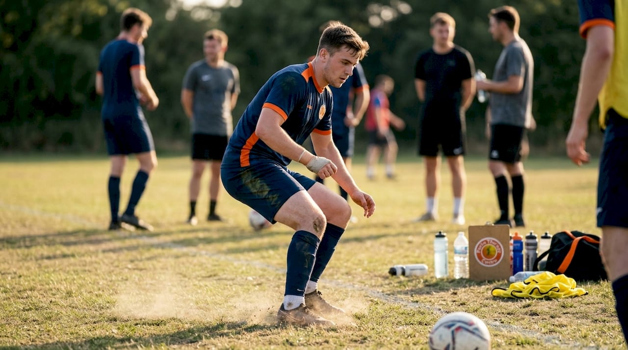 Soccer player changing direction on field