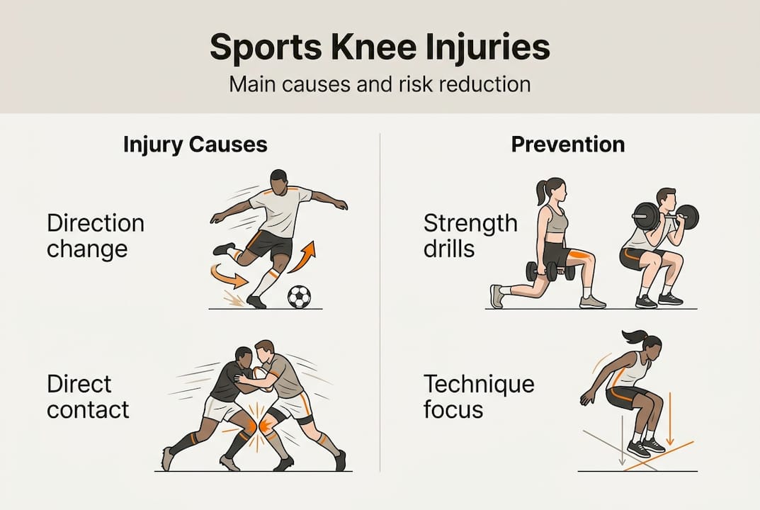 Infographic on sports knee injury causes and prevention