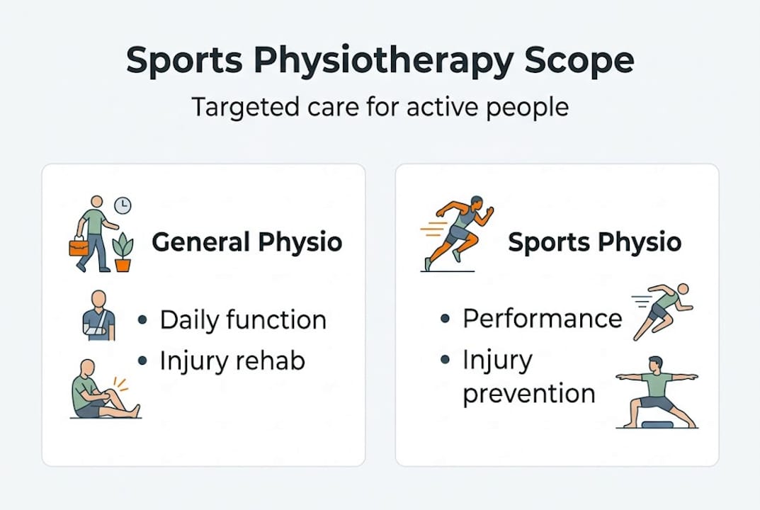 Infographic comparing general vs sports physiotherapy