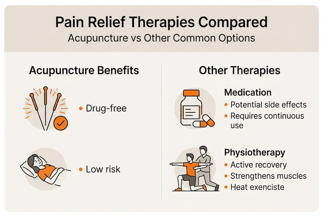 Infographic comparing acupuncture and other pain therapies