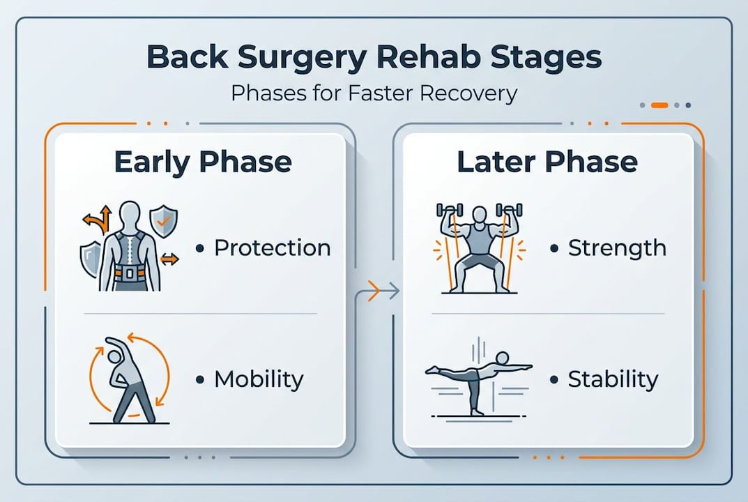 Infographic showing stages of physiotherapy rehab