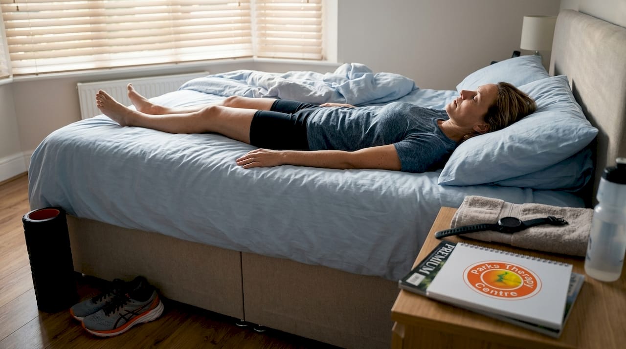 Runner resting for post-race recovery