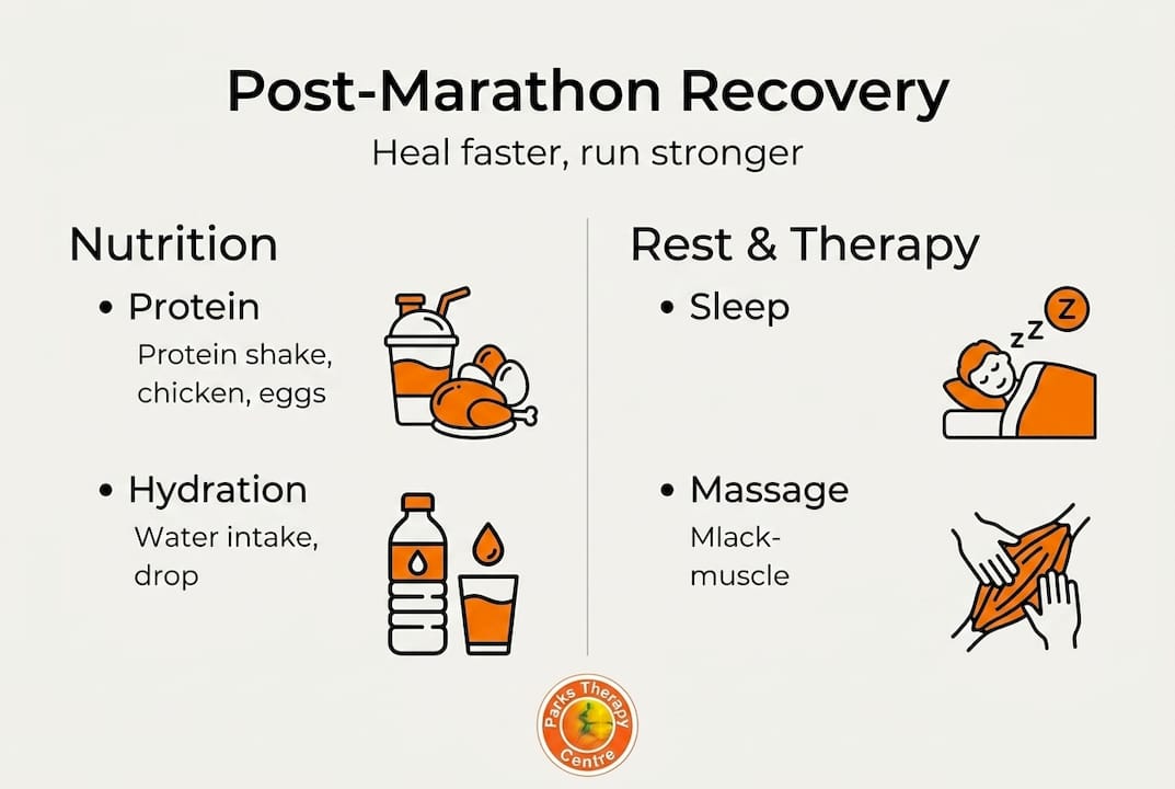 Infographic on recovery nutrition and therapy