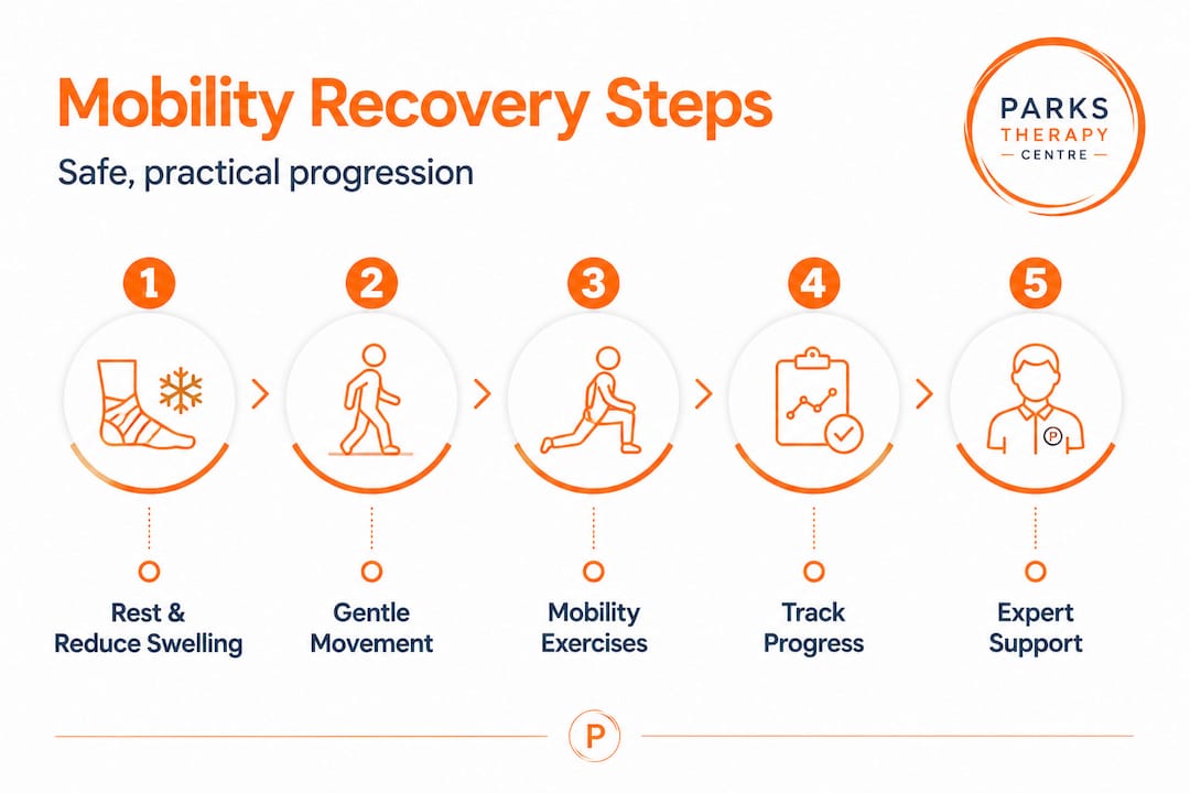Infographic outlining step-by-step mobility recovery process