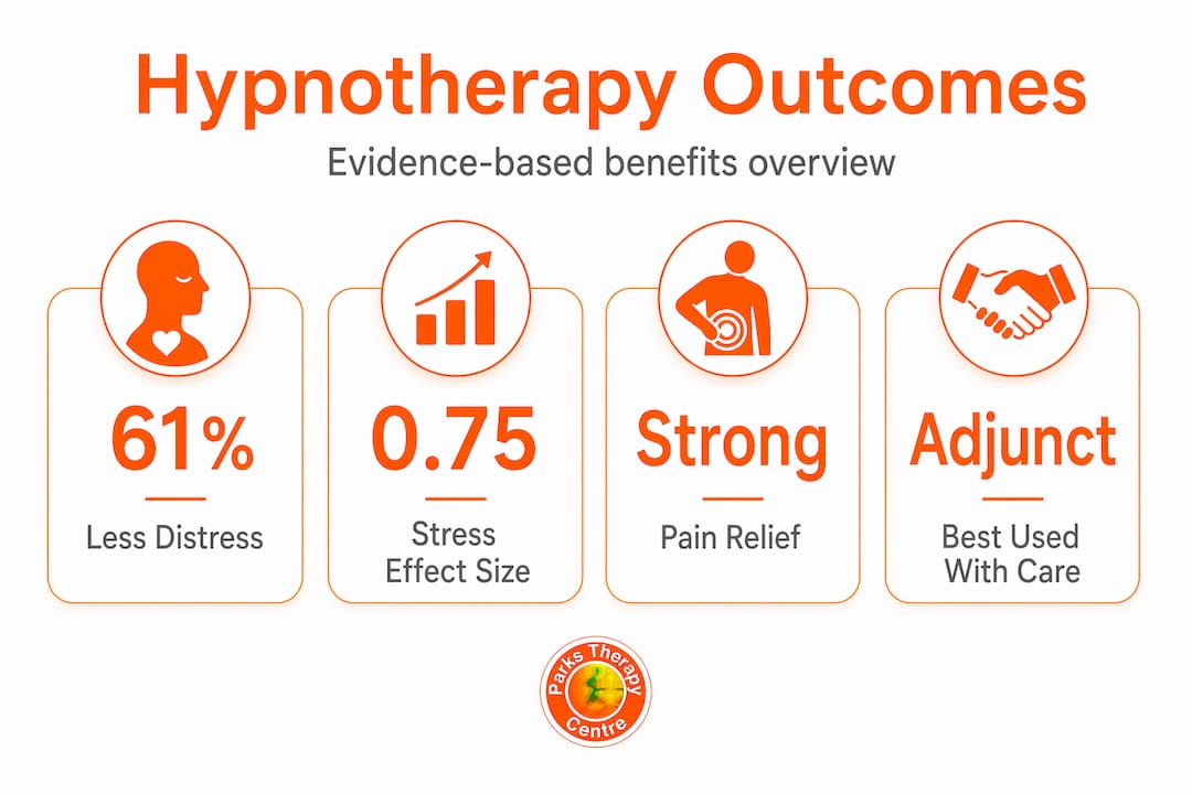 Infographic showing hypnotherapy benefit statistics