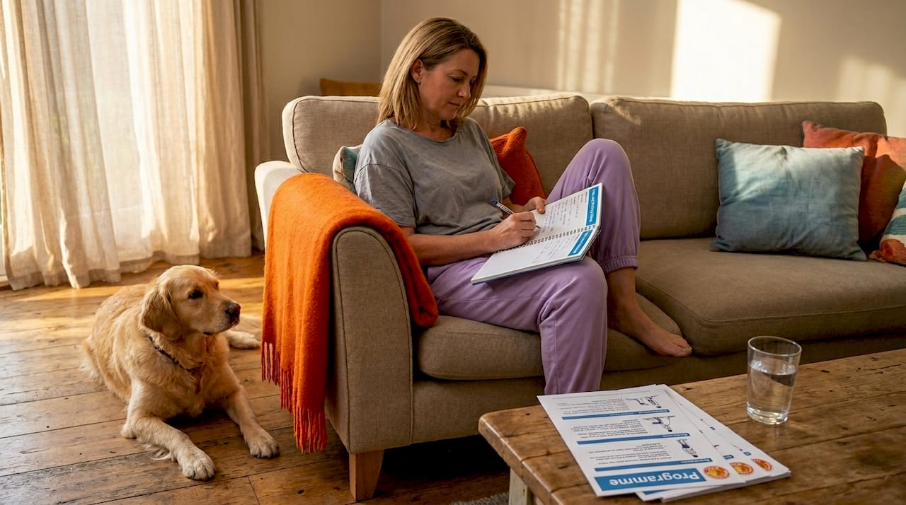 Patient tracks hip pain in activity diary at home