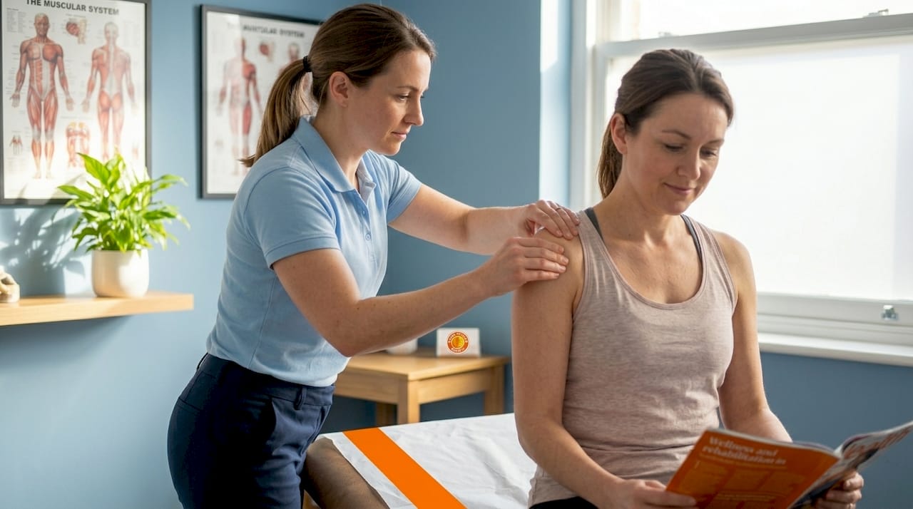 Therapist performing soft tissue therapy in clinic