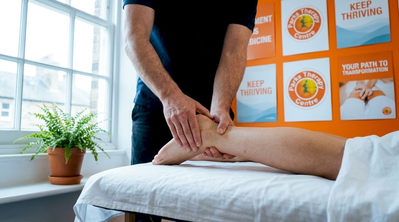 Close-up of hands during clinical physiotherapy placement