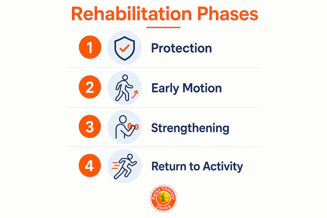 Infographic illustrating four rehabilitation phases