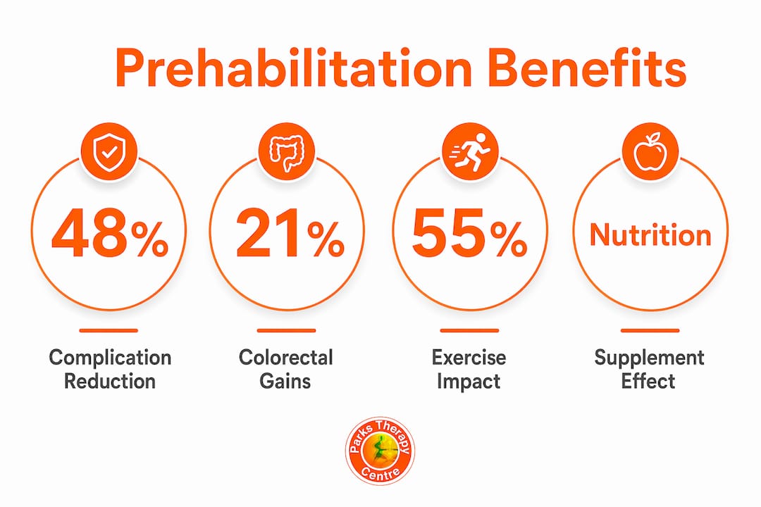 Infographic showing prehabilitation benefits and statistics
