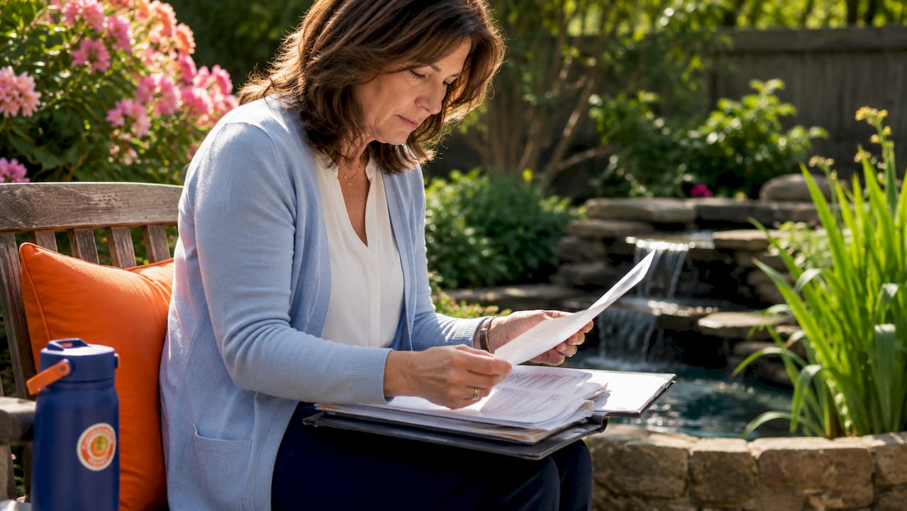 Therapist reviewing patient's insurance documents