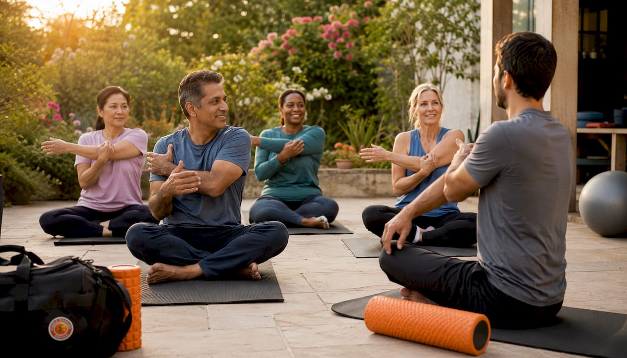 Group exercise session in pain prevention program
