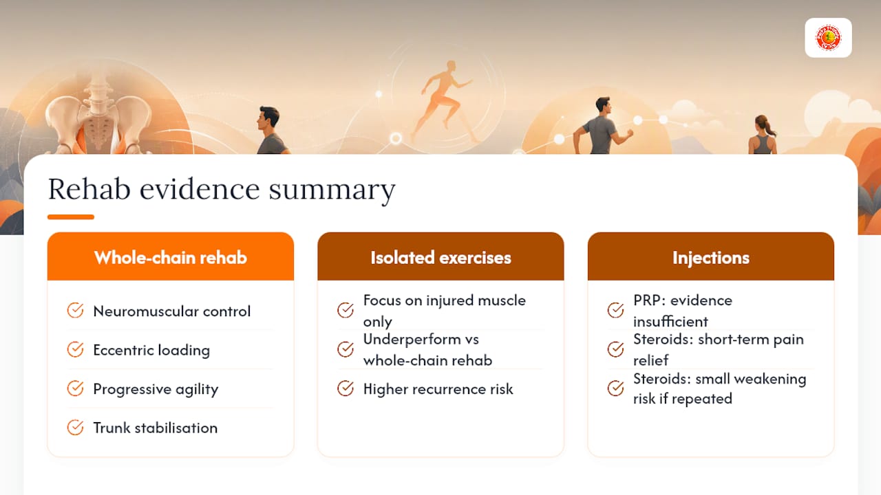 The clinical evidence: rebuild the hip girdle, not just the hip flexor — overview diagram