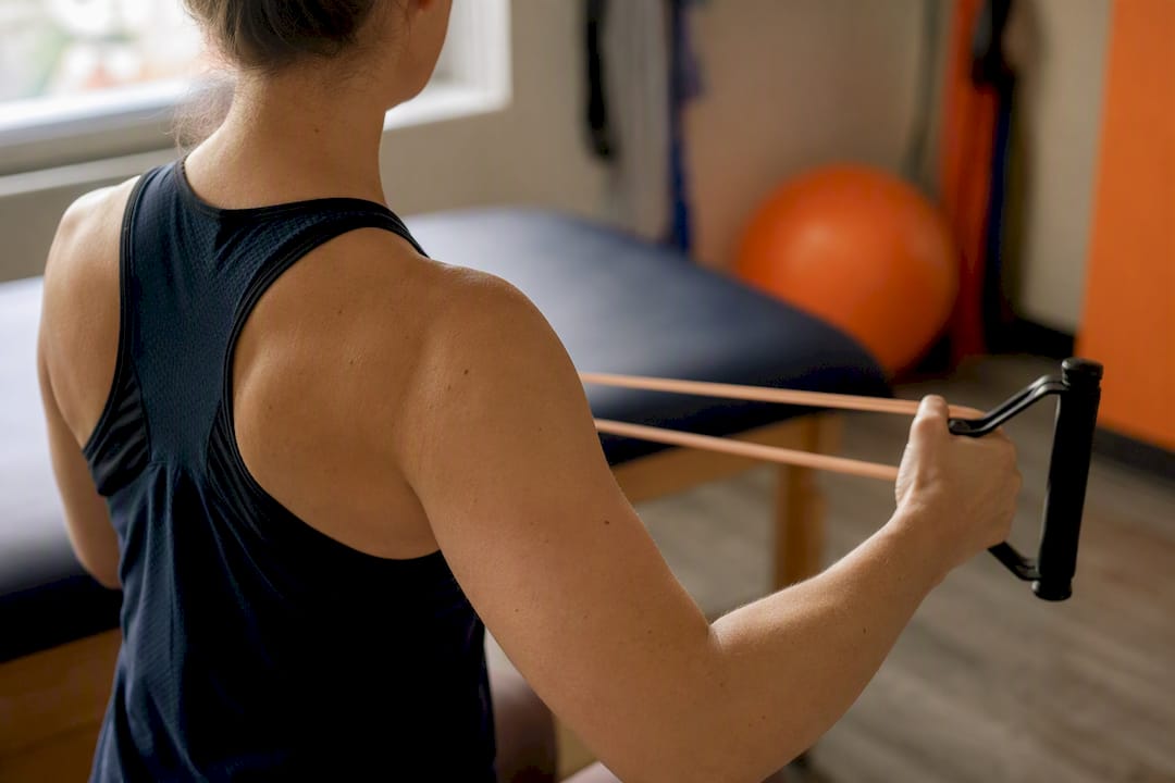 Shoulder scapular stabilization exercise close-up