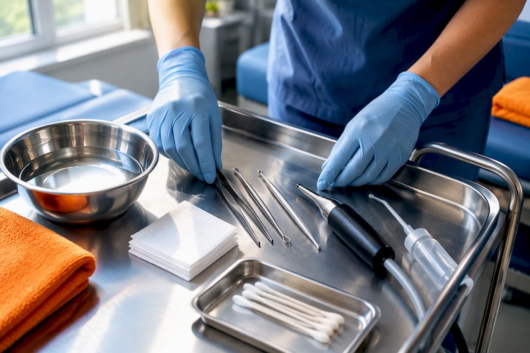 Ear-care instruments prepared in private clinic