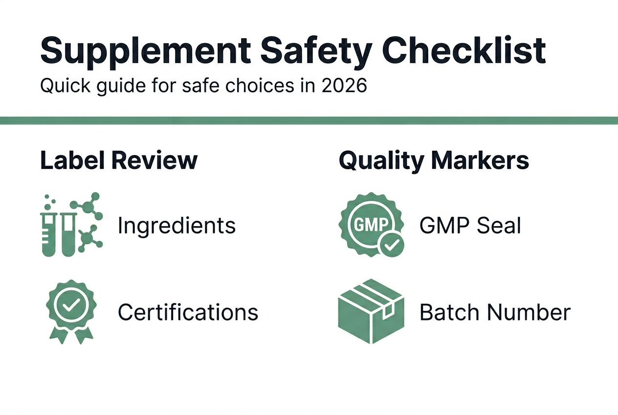 Infographic of supplement safety checklist steps