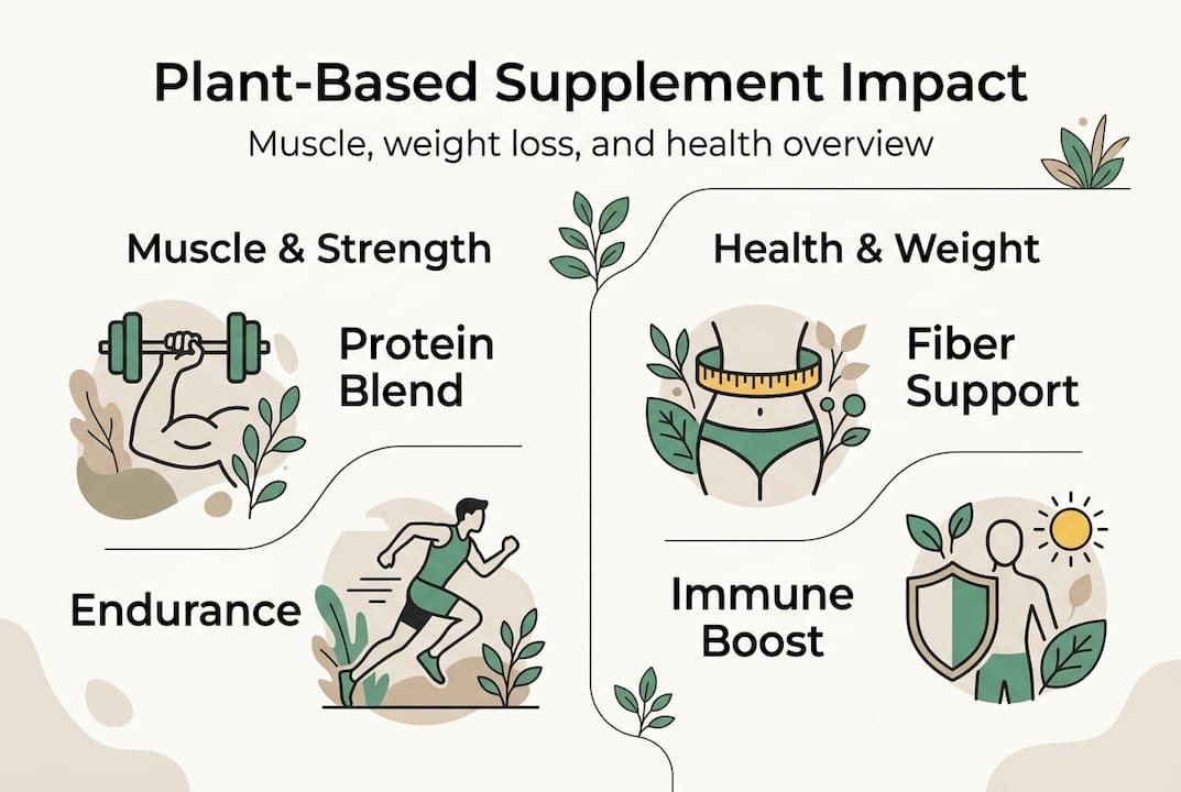 Infografica che mostra i vantaggi degli integratori vegetali
