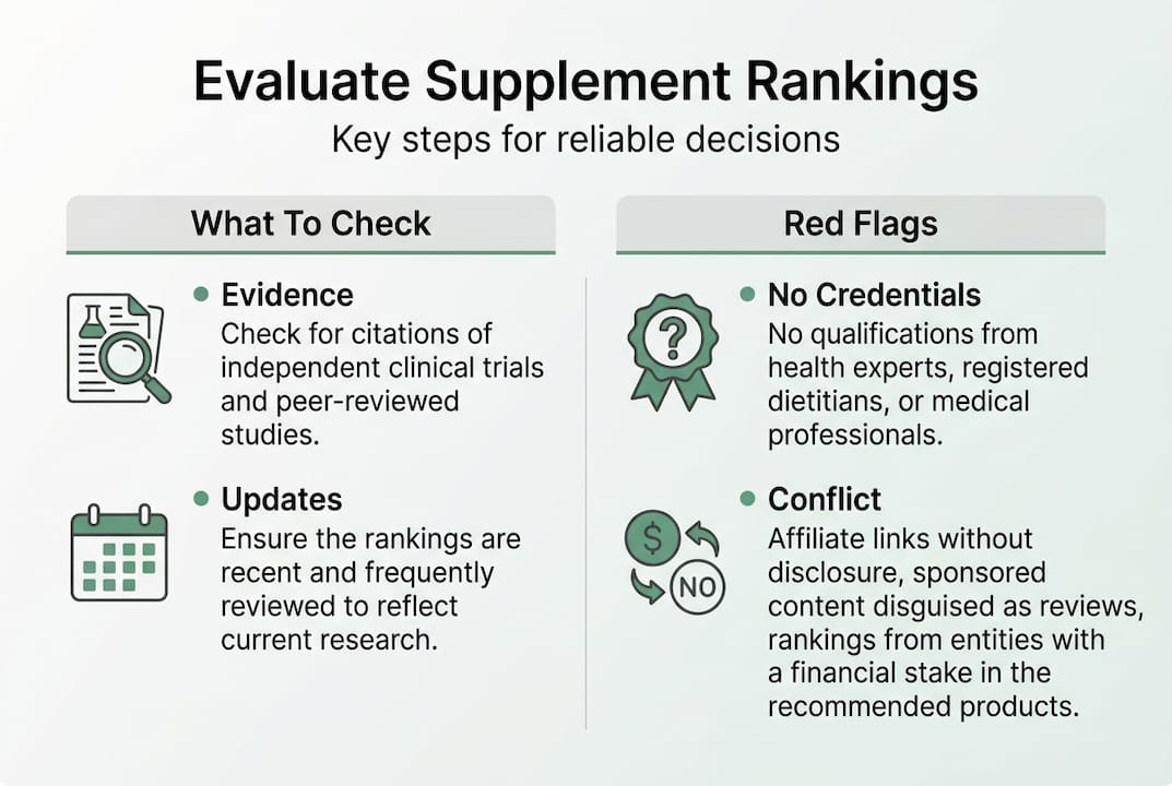 Infographic steps for evaluating supplement rankings
