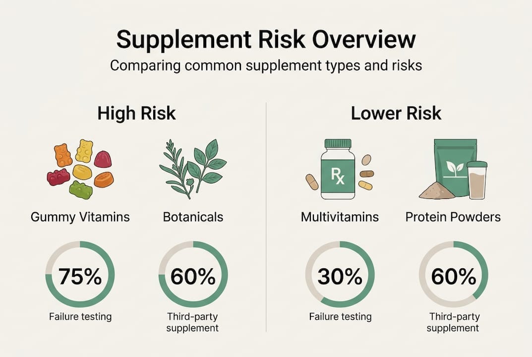 Infografik jämför riskkategorier för kosttillskott