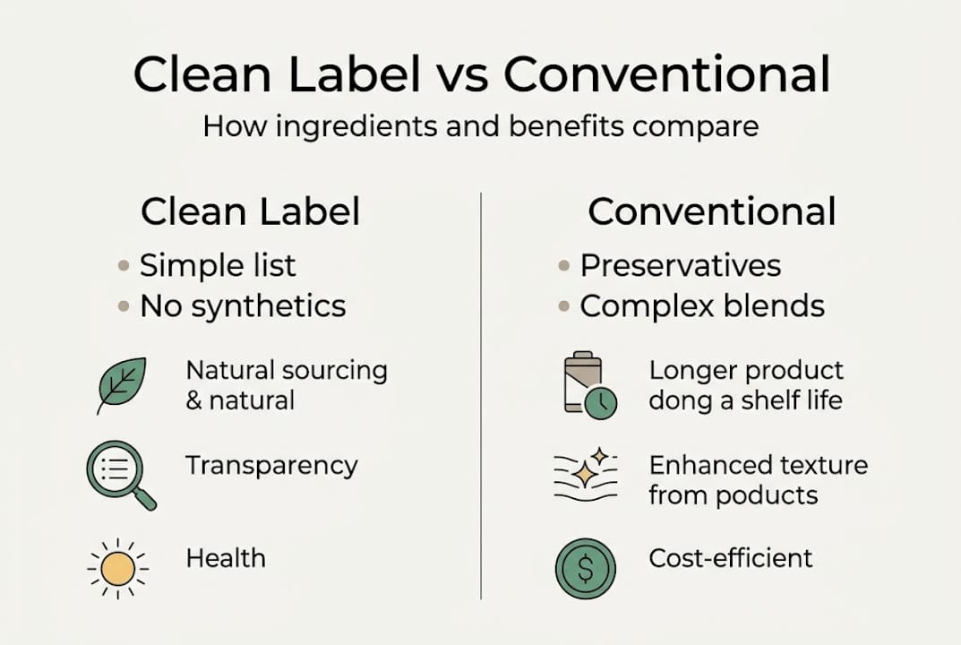 Infographic comparing clean and conventional supplements