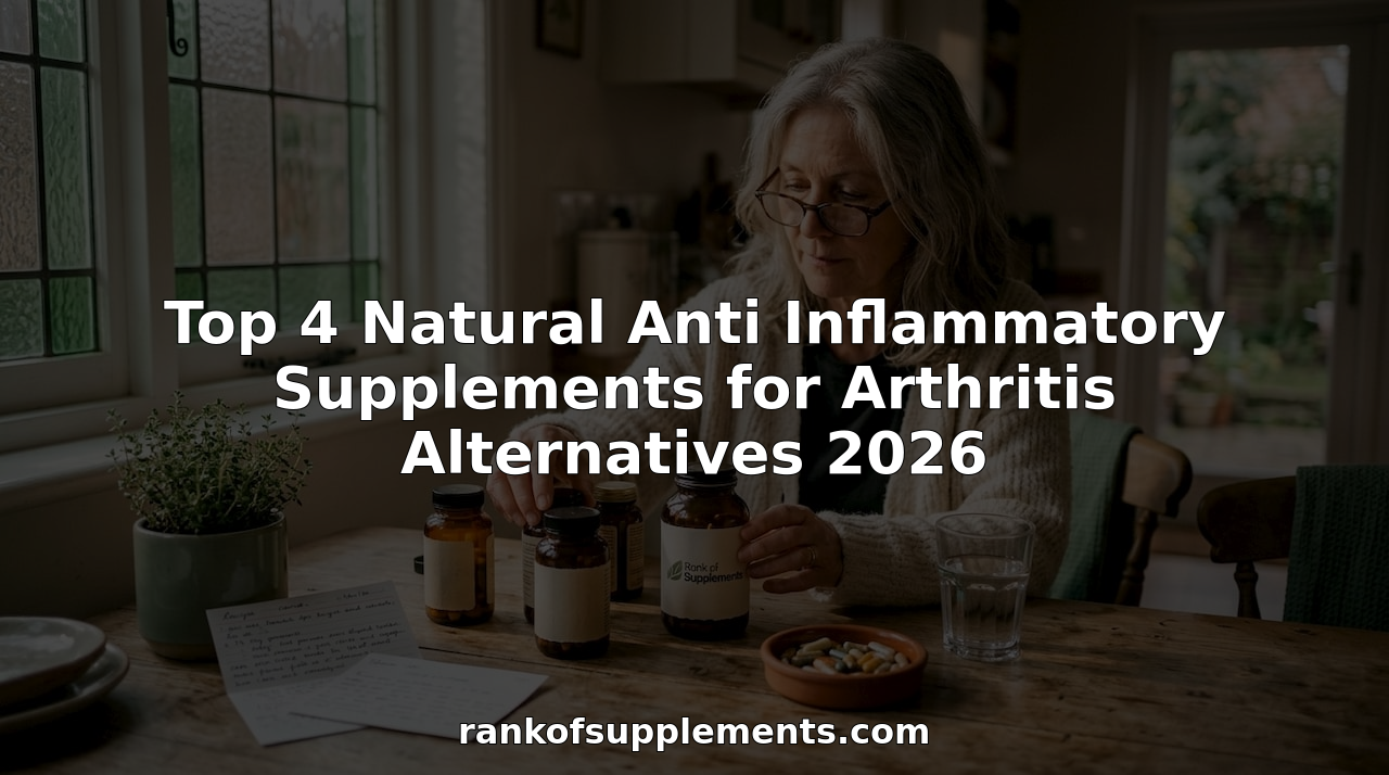 Woman sorting arthritis supplements at kitchen table