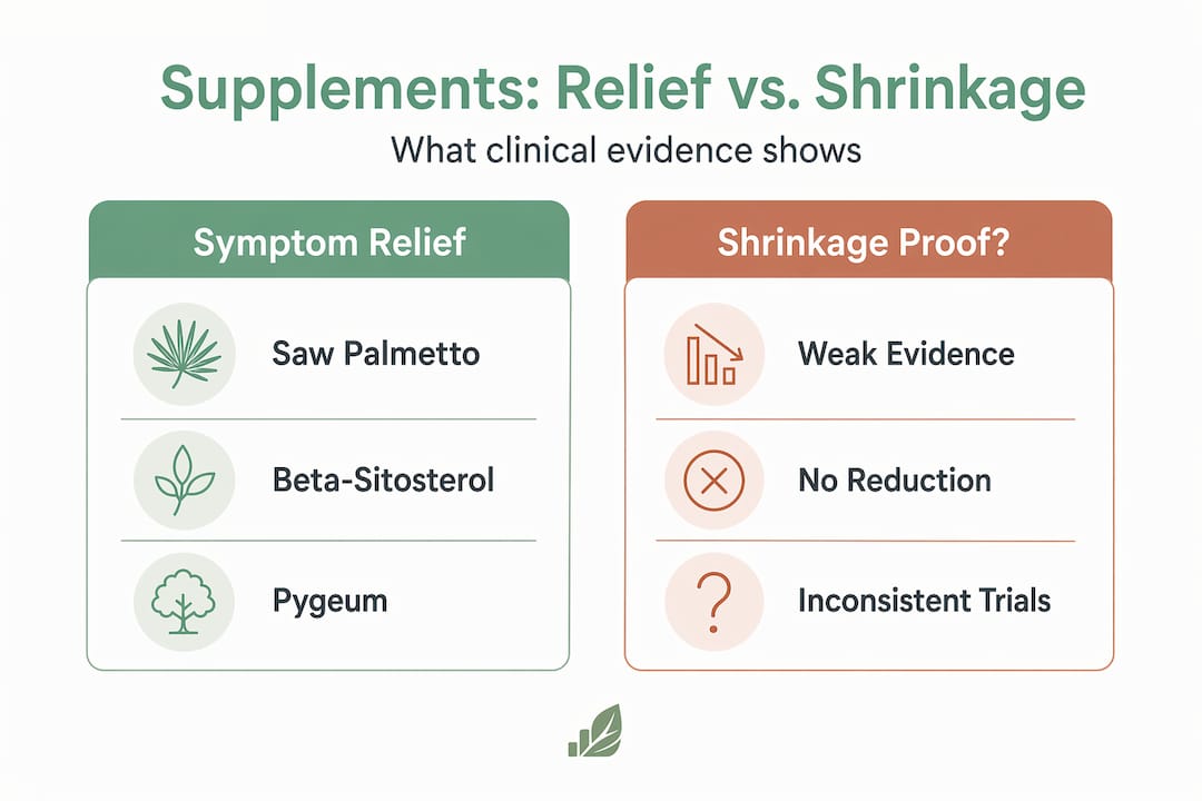 Infographic comparing symptom relief and prostate shrinkage