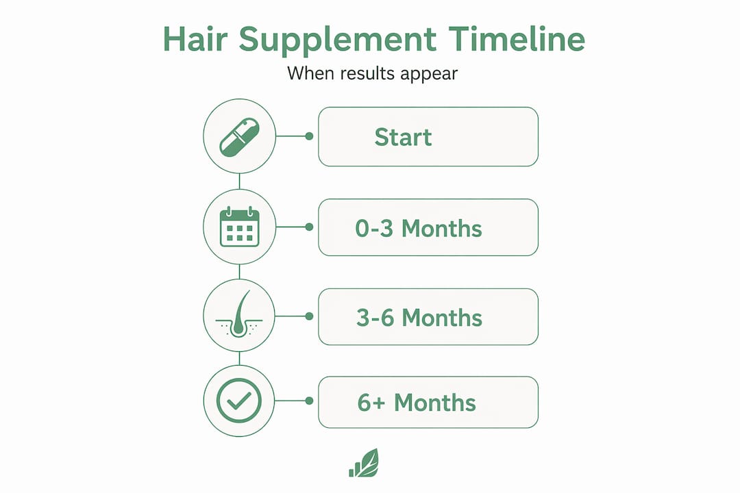 Infographic showing hair supplement results over time
