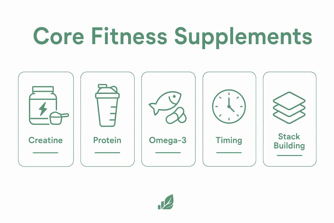 Infografica che illustra gli integratori fitness principali e il timing